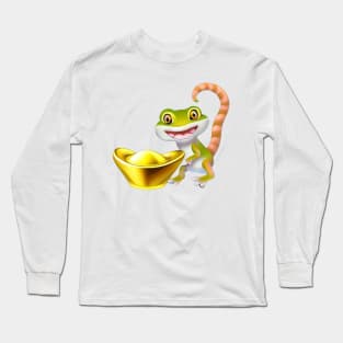 Gecko with gold ingot Long Sleeve T-Shirt